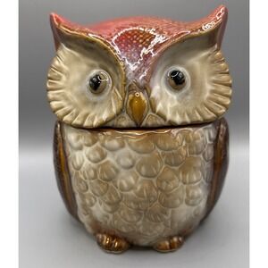VTG 1990s Harvest Spice‎ Owl Canister Glazed Ceramic 6 1/2" Tall